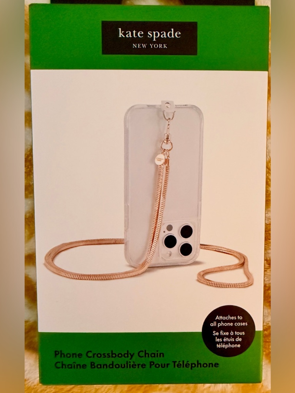 NWT Kate Spade Gold Crossbody Cell Phone Chain
